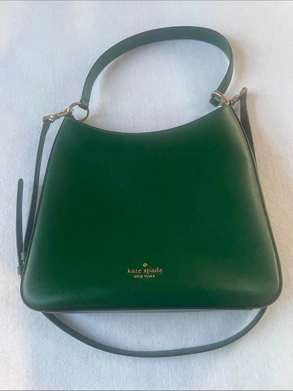kate spade Green Saffiano Leather Shoulder Bag with Gold Hardware